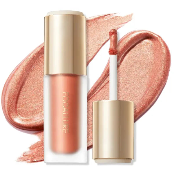 FOCALLURE Shimmer Liquid Highlighter, Smooth Cream Formula and Non-greasy Finish,Delivers a Natural Glow, Long Lasting Illuminator Highlighter Face Enhancing Makeup