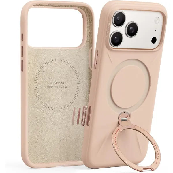 TORRAS Q3 Silicone Max Case with Stand, Fit for MagSafe, Liquid Silicone Soft Cozy Grip, 360 Spin Magnetic Stand, Camera Control, Protective Case for iPhone 16 Pro/ iPhone 17 & iPhone 17 Pro Max Silicone