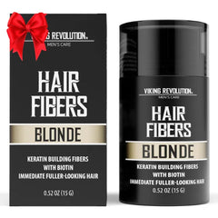 Viking Revolution Hair Fibers for Thinning Hair Men - Thick Fiber for Bald Spot Cover Up - Hair Building Fibers with Kerating and Biotin - Hair Fiber for Men for Thicker and Fuller Look(0.52oz)