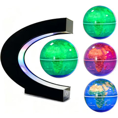 KAIMC Magnetic Levitation Floating Rotating World Globe with LED Frame Lights, C Shape Levitating Globe, Touch Switch Night Light, Cool Tech Gifts for Men Dad Boys Kids, Office Desk Decor and STEM Gift
