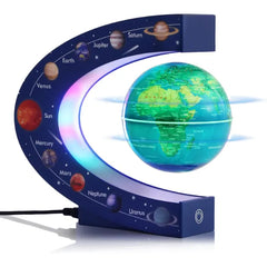 KAIMC Magnetic Levitation Floating Rotating World Globe with LED Frame Lights, C Shape Levitating Globe, Touch Switch Night Light, Cool Tech Gifts for Men Dad Boys Kids, Office Desk Decor and STEM Gift