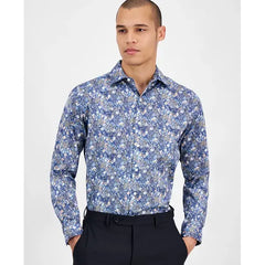 Bar III Men's Slim Fit Alhambra Floral Print Shirt - Blue Peach