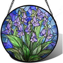 AMDERVEN Pink Rose Stained Glass Window Hanging Suncatcher Gifts for Women 6.3