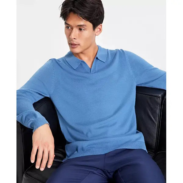 Men's Long-Sleeve Johnny Collar Merino Sweater
