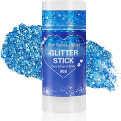 Mysense Carnival White Body Glitter Stick,Face Hair Glitter Gel for Women Kids,Sparkling Mermaid Sequins Chunky Glitter Face Paint Makeup,Singer Concert Outfit Festival Rave Accessories