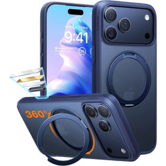 TORRAS Upgraded 360 Rotatable Magnetic Ring for iPhone 16 Pro Max & 17 Pro Max Case, Fit for MagSafe with Stand Ring Holder, Mil-Grade Shockproof Translucent for iPhone 16 Pro Max & 17 Pro Max Phone Case Ostand