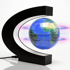 KAIMC Magnetic Levitation Floating Rotating World Globe with LED Frame Lights, C Shape Levitating Globe, Touch Switch Night Light, Cool Tech Gifts for Men Dad Boys Kids, Office Desk Decor and STEM Gift