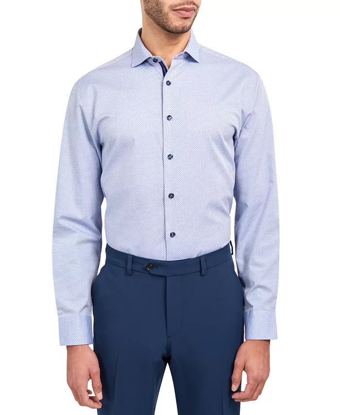 MICHELSONS OF LONDON Men's Regular-Fit Dobby Dot-Print Dress Shirt