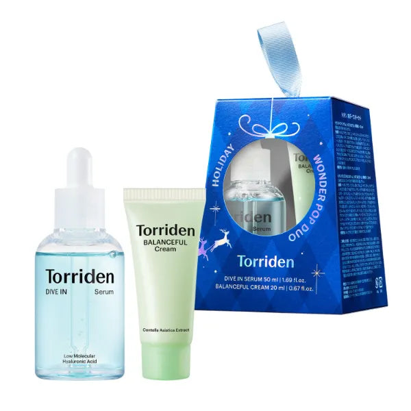 Torriden Holiday Wonder Pop Duo Gift Set | DIVE IN Hyaluronic Serum + BALANCEFUL Cica Cream | Korean Skincare for Deep Hydration & Soothing | Perfect Stocking Stuffer for Women & Teens