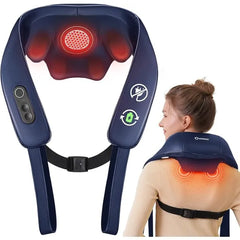 KNQZE Neck and Shoulder Massager with Heat, Cordless Back and Neck Massager, Upgraded Graphene Heating, 4D Shiatsu Deep Kneading Massage for Shoulder, Back,Leg,Pain Relief, Portable Gifts for Dad Mom Friend