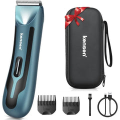Kensen Body Hair Trimmer for Men - Manscape Groin & Pubic Hair Trimmer for Men, Christmas Gift Mens Body Shaver with LED Light Travel Case IPX7 Waterproof Wet Dry Use Rechargeable Ball Shavers
