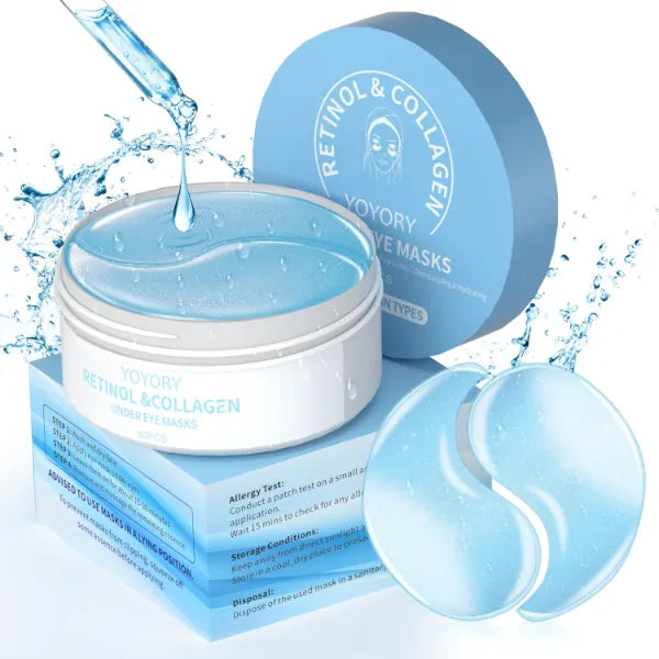 YOYORY Collagen Under Eye Patches - Targeted Treatment for Dark Circles, Puffiness & Wrinkles - Infused with Hyaluronic Acid & Peptides - Vegan Eye Mask for Men & Women