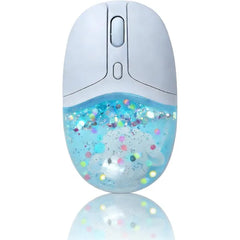 SHARE SUNSHINE Wireless Bluetooth Transparent Aqua Mouse – Cute Liquid Glitter Design, Silent Click, Compatible with Mac, PC, Laptop, Tablet & iPad