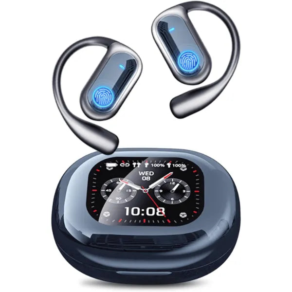 AI Translation Earbuds – Real-Time 144 Language Translator, Bluetooth 5.4 OWS Headphones with LCD Touch Screen, 3-in-1 Translating Device Compatible with iOS & Android, Ideal for Travel, Business & Learning