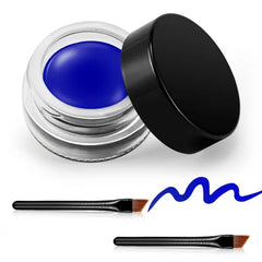 Erinde Gel Eyeliner, Waterproof Cream Eyeliner Gel Pot, High-Intensity Pigments Long Lasting Smudge Proof Eye Liner Eyebrow Makeup, Waterline Matte Eye Liner with 2PCS Brushes