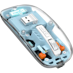 A.JAZZ Wireless Mouse – Bluetooth 5.1 & 2.4G Dual Mode, Transparent Lightweight Design, Rechargeable Silent Click with USB-C Nano Receiver for PC, Mac & iPad