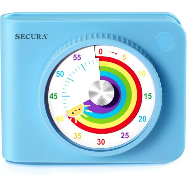 Secura Visual Timer for Kids – 60-Minute Classroom Countdown Timer with Color Disc, Silent & Beep Modes, Magnetic Back & Stand for Time Management