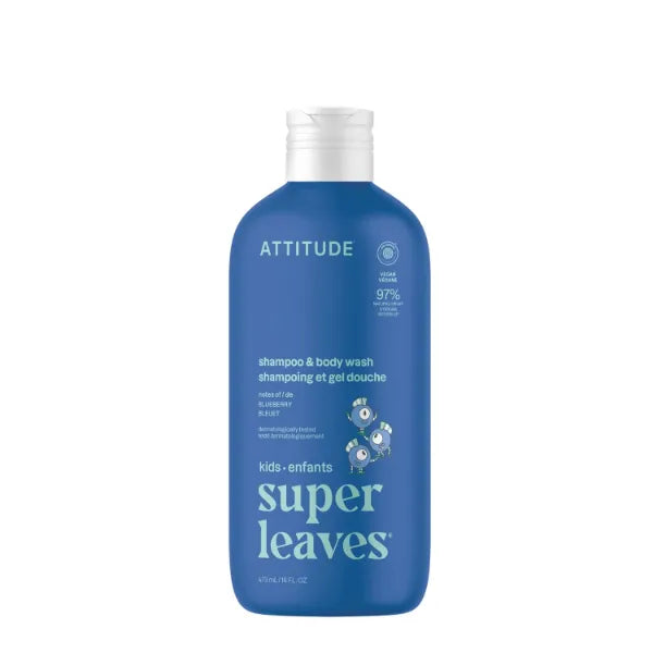 ATTITUDE Shampoo and Body Wash for Kids, EWG Verified Hair and Body Cleanser, Dermatologically Tested Soap, Plant and Mineral Based Bath Products, Vegan - 16 Fl Oz