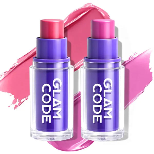 Glam Code Makeup Blush Stick Duo - Butter Creamy Blush with Natural Flush Finish, Multi-stick for Cheek + Lip, Hydrating Buildable & Long-Wearing Formula for All Day Wear, Vegan & Cruelty-Free