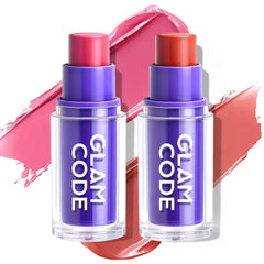 Glam Code Makeup Blush Stick Duo - Butter Creamy Blush with Natural Flush Finish, Multi-stick for Cheek + Lip, Hydrating Buildable & Long-Wearing Formula for All Day Wear, Vegan & Cruelty-Free