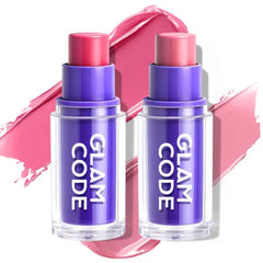 Glam Code Makeup Blush Stick Duo - Butter Creamy Blush with Natural Flush Finish, Multi-stick for Cheek + Lip, Hydrating Buildable & Long-Wearing Formula for All Day Wear, Vegan & Cruelty-Free