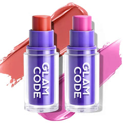Glam Code Makeup Blush Stick Duo - Butter Creamy Blush with Natural Flush Finish, Multi-stick for Cheek + Lip, Hydrating Buildable & Long-Wearing Formula for All Day Wear, Vegan & Cruelty-Free