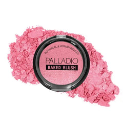 Palladio Baked Blush, Highly Pigmented Shimmery Formula, Easy to Blend and Highly Buildable, Apply Dry for a Natural Glow or Wet for a Dramatic Luminous Look, Long Lasting for All day Wear