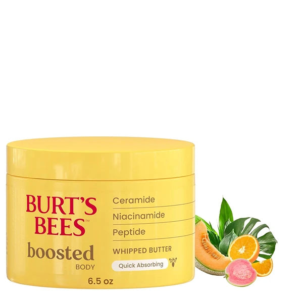 Burt’s Bees Boosted Body Care Gift Set – Whipped Butter, Body Lotion & Moisturizing Melt, Ceramide, Niacinamide & Peptide Complex, Tropical Scented