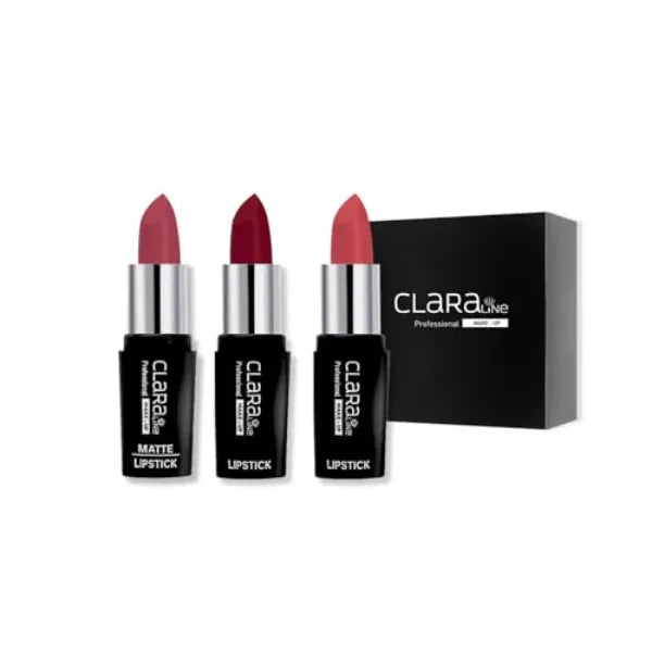 Claraline Matte Lipstick Makeup Set for Women, 3 Pcs, Fashionable Colors, Paraben Free, Non-Sticky, Long Lasting Wear, Gift Set
