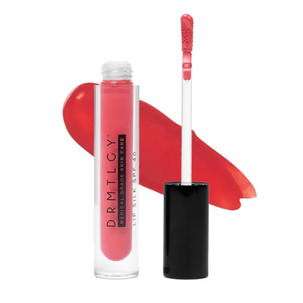 DRMTLGY Lip Silk SPF 40 – Tinted Balm, Gloss, Oil with Mineral Sunscreen, Hydrating, Plumping, Non-Sticky Formula, Lip Tint for Women, Moisturizer with UV Protection