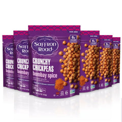 Saffron Road Roasted and Crunchy Chickpeas | High Protein Snacks, Gluten-free, Vegan High Fiber Snacks | Certified Halal and Kosher - 5.4oz  (Pack of 6)
