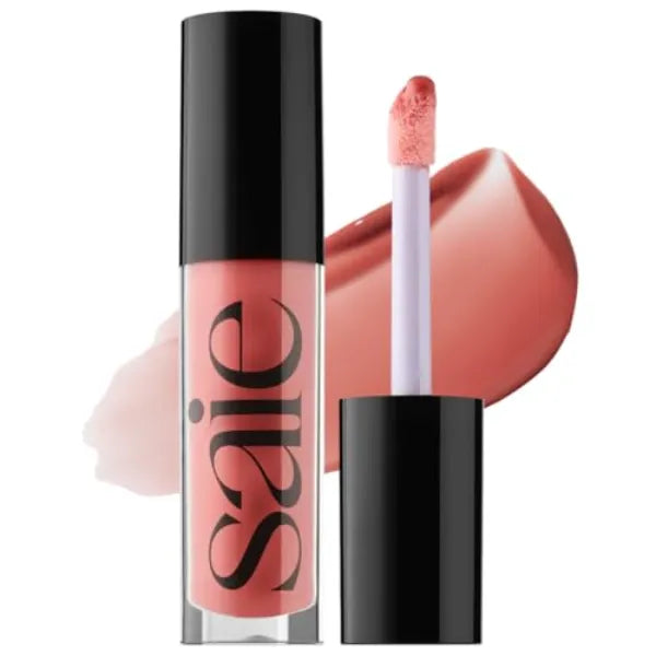 Saie Glossybounce - Hydrating Lip Gloss and Tinted Lip Oil Hybrid with Hyaluronic Acid & Jojoba Oil for Non-Sticky, Ultra-Shiny, Plump & Soft Lips - Everyday Makeup Essential