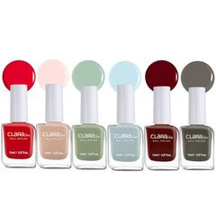 Claraline Nail Polish Set, 6 Trendy Colors, Non-toxic, Eco-Friendly, Quick Dry, All Seasons Skin Tones, Professional Manicure for Women and Girls