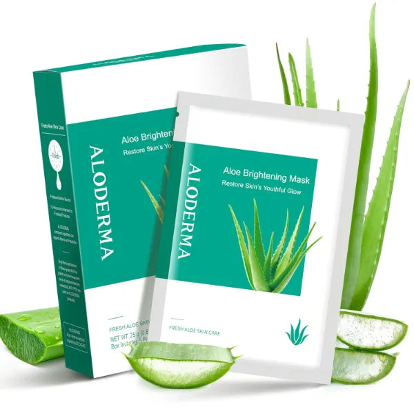 Aloderma Aloe Vera Sheet Masks 5-Pack - Hydrating, Brightening & Firming with Hyaluronic Acid & Niacinamide