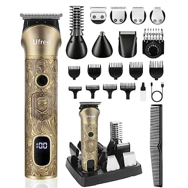 Ufree Professional 7-in-1 Men’s Grooming Kit – Cordless Beard Trimmer, Electric Shaver & All-Body Hair Clipper (Waterproof & Rechargeable)