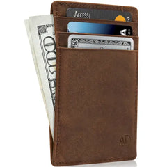 Access Denied RFID Blocking Front Pocket Wallet - Mini Slim Leather Card Holder