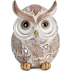 Smadeer Black and White Owl Statue, Small Resin Owl Boho Shelf Decor