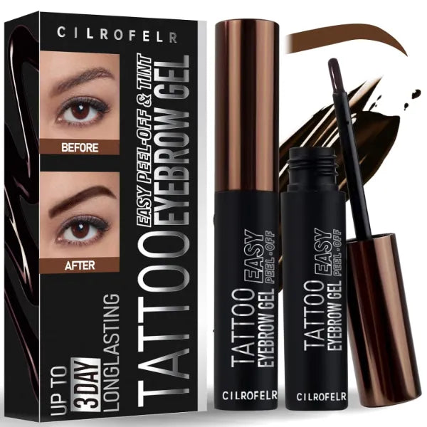 Cilrofelr Tattoo Peel Off Eyebrow Gel, Easy Tattoo Brow Peel Off Gel, Last Up to 3 Days, Waterproof, Transfer-proof, For Fuller & Defined Looking Brows - 2 Pack