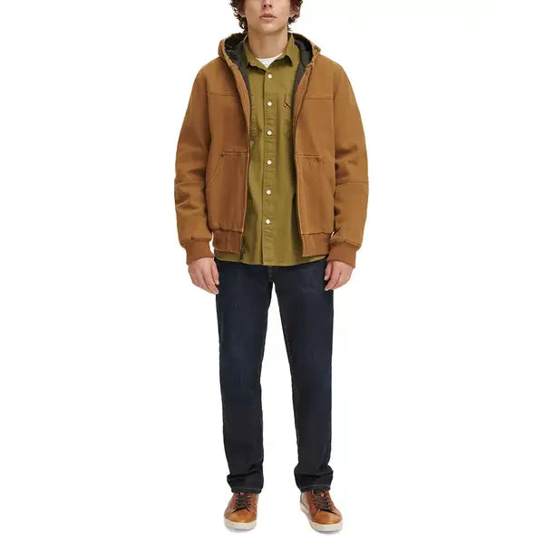 Men's Workwear Hoodie Bomber Jacket with Quilted Lining