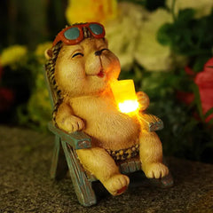 FOXMIS Miniature Frog Garden Statue Mom Dad Gifts Home Decorations Fairy Garden Accessories Outdoor Lights Solar Garden Frog Decor Art Housewarming Gift for Patio,Yard,Lawn Ornament