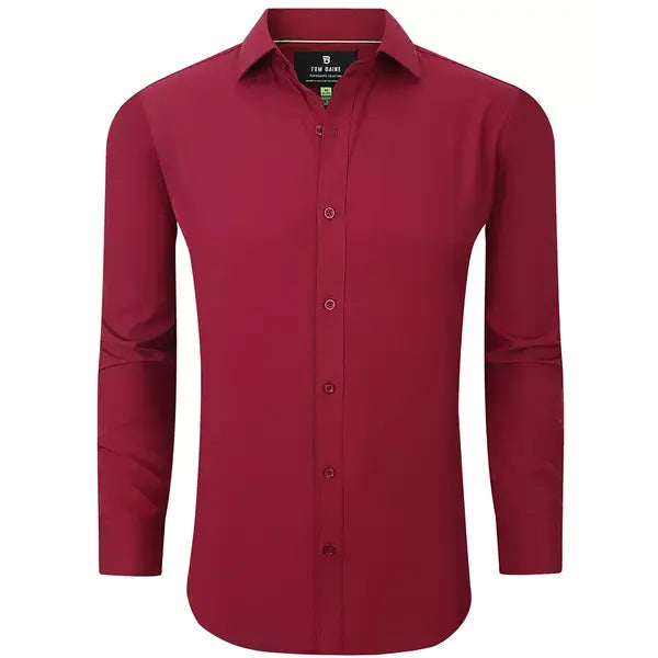 Tom Baine Men Slim Fit Four Way Stretch Solid Dress Shirt