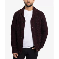 X-Ray Men's Shawl Collar Cable Knit Cardigan