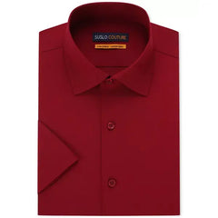 Suslo Couture Men's Slim Fit Performance Short Sleeves Solid Button Down Shirt