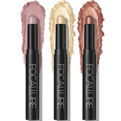 FOCALLURE 3 Pcs Cream Eyeshadow Sticks, Shimmer Eyeshadow Pencil Crayons, High Pigmented Crease-proof Eye Shadow Brightener Sets, Long Lasting Eye Shadow Highlighter