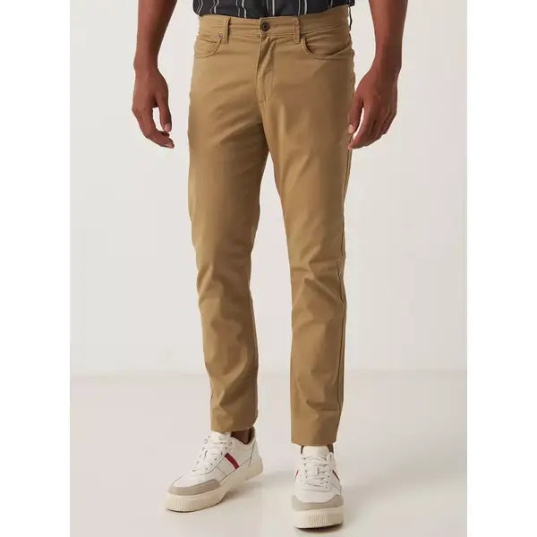 MAX FASHION Skinny Fit Plain Jeans with Pocket Detail and Belt Loops-Brown