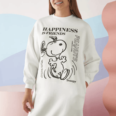 Max fashion Snoopy Print Oversized Sweat Dress cream