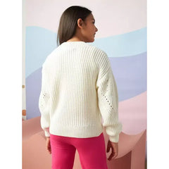 Max fashion Textured Sweater white
