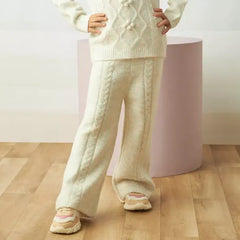 Max fashion Textured Collared Sweater and Pants Set cream