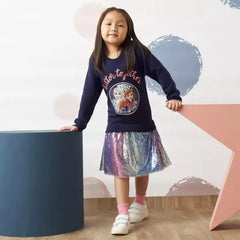 Max fashion Frozen Sequin Embellished Sweat Dress blue