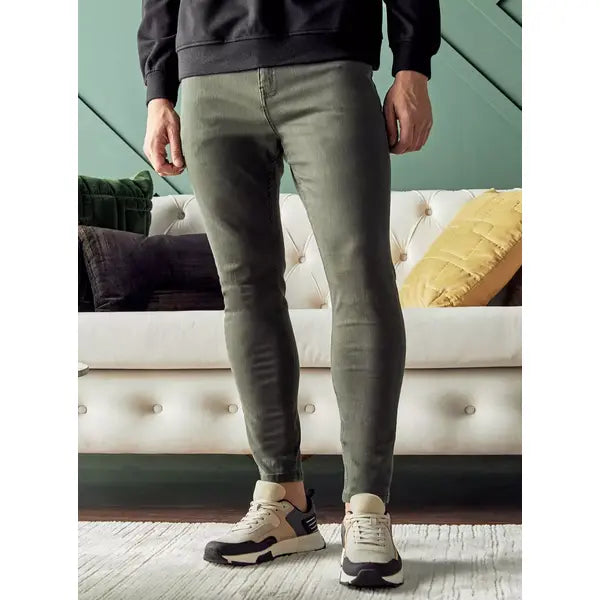 MAX FASHION Plain Skinny Fit Jeans-Green